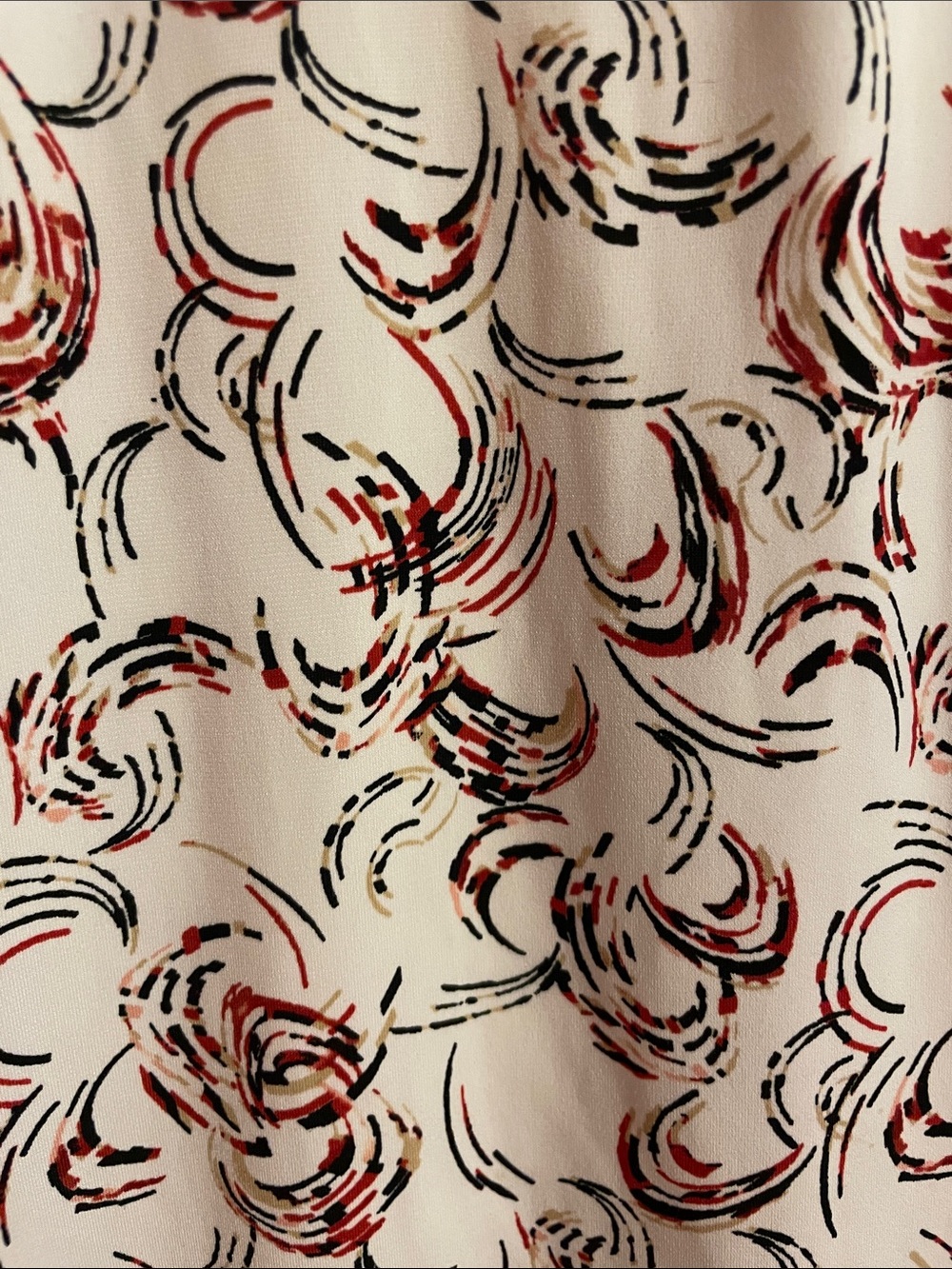 White House Black Market Cream Sleeveless Tank with Red & Black Swirl Print - Picture 4 of 6
